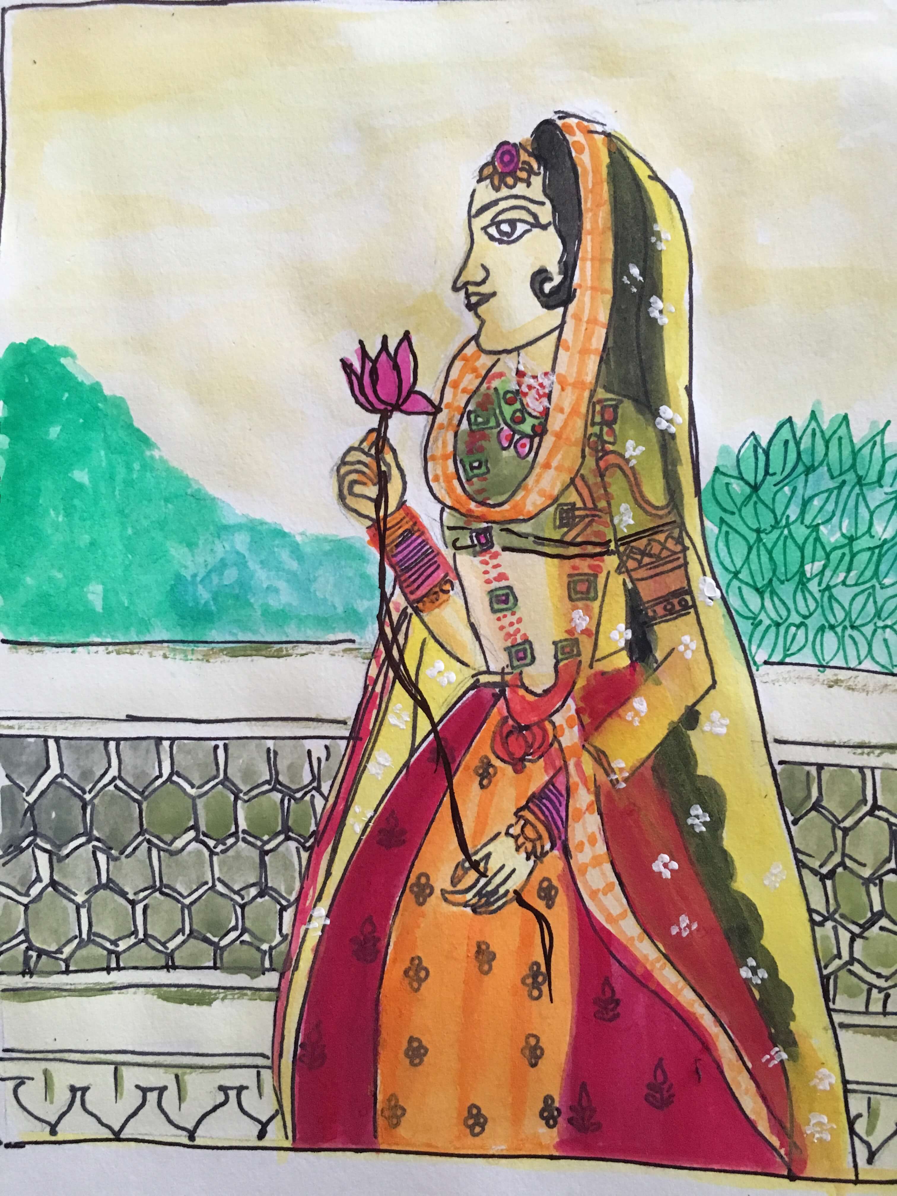 Watercolour Month Challenge Day4 – Mughal Art