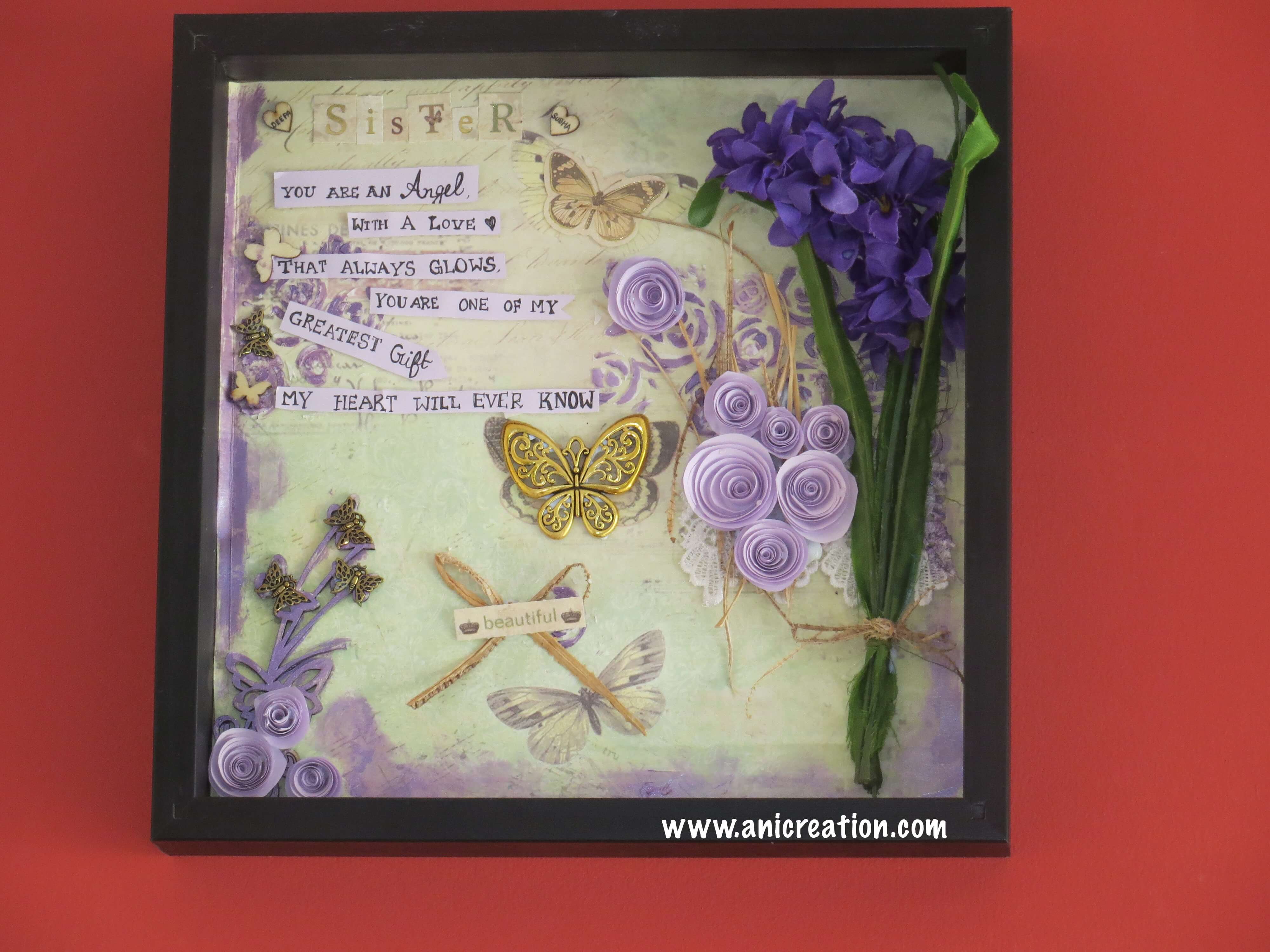 Mixed Media – Flowers and Butterflies Shadow box