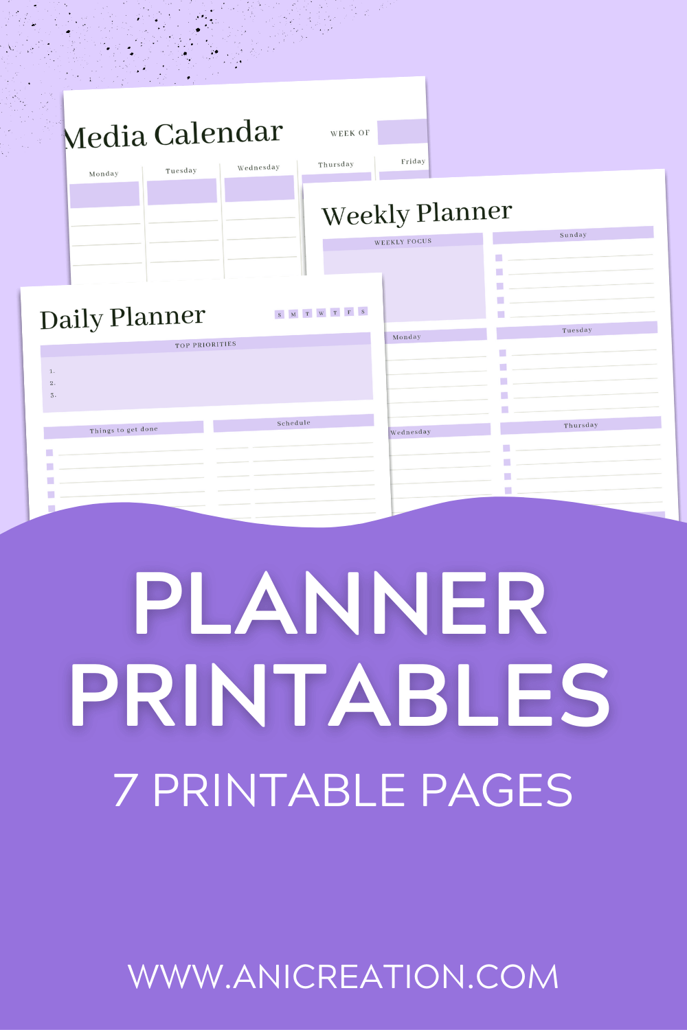 7 Free Planner printable pages for productivity