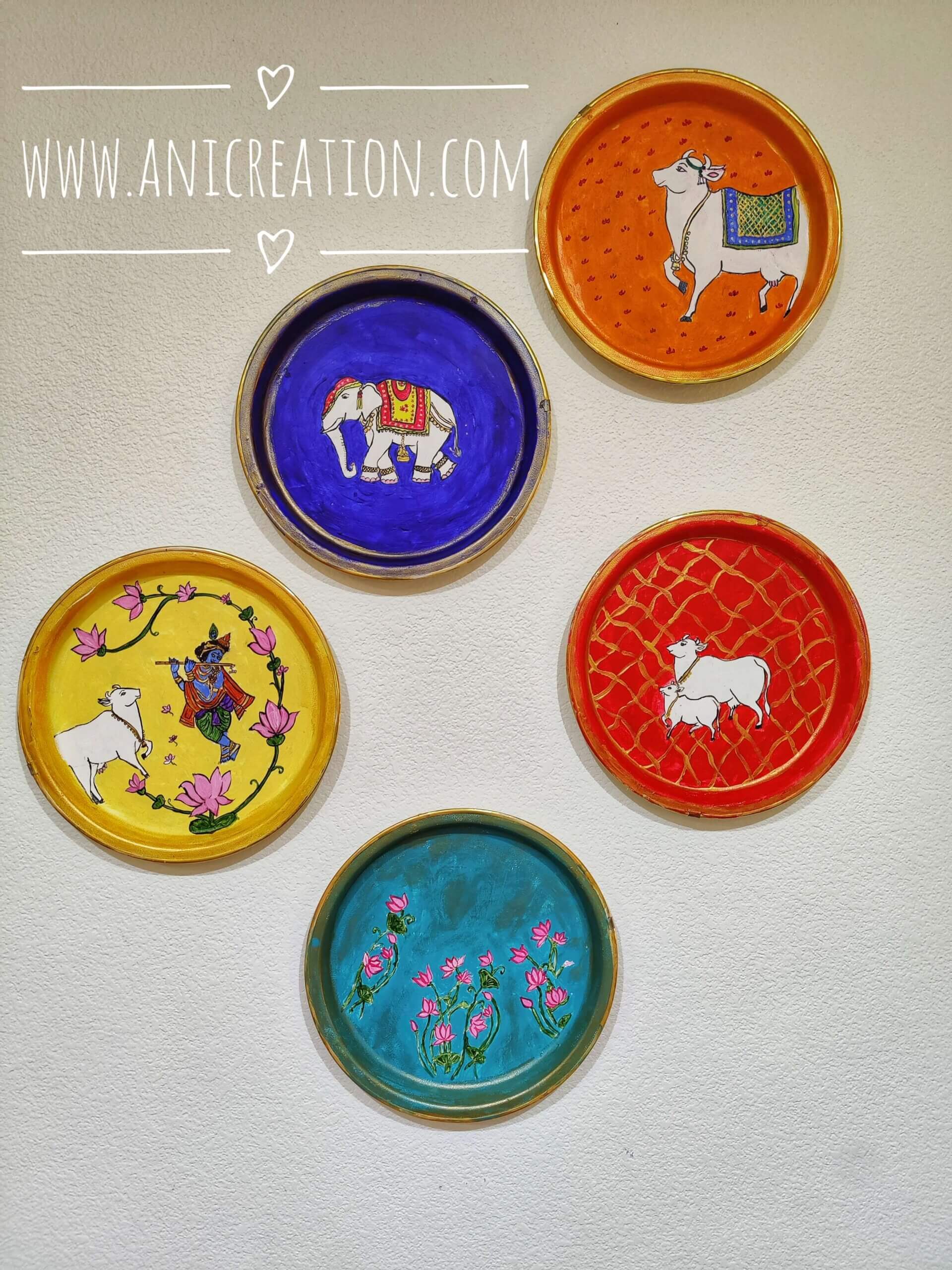 Pichwai wall painting decor – Recycle old plate